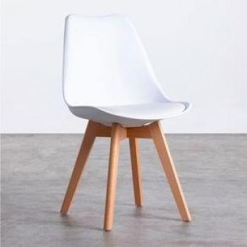 Silla Malmo tapizada en PU con patas de madera 85x45x48 cm