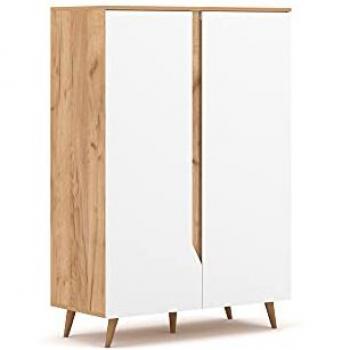 CALICOSY Aparador Alto Escandinavo 2 Puertas Madera y Blanco