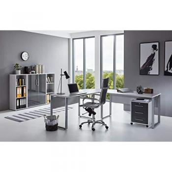 BMG Möbel Tabor Office 2 – Büromöbel Set, 6 tlg., Hochglanz Lichtgrau/Anthrazit