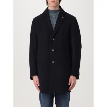 Black Wool Blend Coat for Men by Manuel Ritz