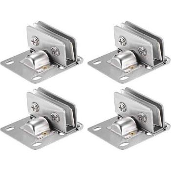 Stainless Steel Hinge Clamp for Glass Cabinet Doors, 5-10mm Thickness, 4 Count
