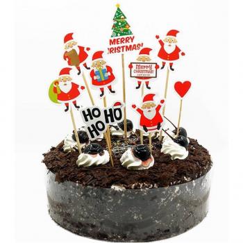 Décoration de gâteau Noël avec train et Père Noël