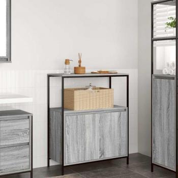 Tablero auxiliar con estantes gris 40x30x75 cm
