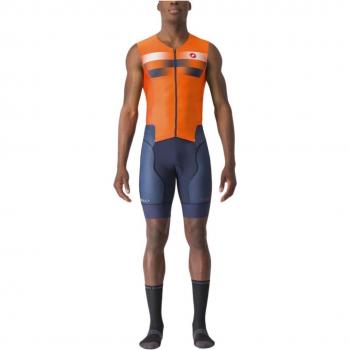 Tritraje Castelli Integral Free Sanremo 2 sin mangas naranja azul, talla M