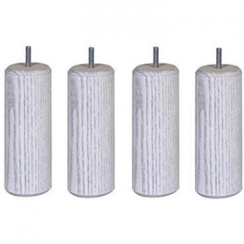 Sedac Kit 4 Pieds Sommier Bois Hêtre Massif – Palette Laquée Blanc-Gris Métallisé, 17 cm