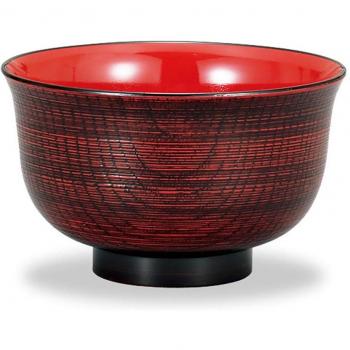 M17051-1 Yamanaka Lacquerware Brown 11cm Soup Bowl with Wood Grain Finish