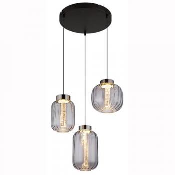 Globo Lighting 3‑LED Fluoro Cluster Pendant – Matte Black, 3000K