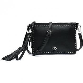 Women's Black Tassel Zip Crossbody