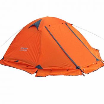 Tienda de campaña para dos, 4 temporadas, waterproof, windproof, plegable, con mochila de transporte, para uso al aire libre, camping, trekking, escalada, montaje sencillo y ligera, con área de estar, Tipo B: Naranja