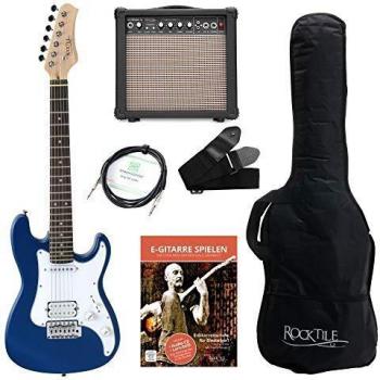 Rocktile Sphere Junior – Pack Guitare Électrique ¾ Bleu (Amplificateur + Câble)