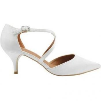 Kennedi Damen Satin Crossover Riemchenpumps in Naturweiß, EU 36 / UK 3