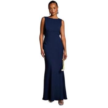 Navy Coast Elegance Maxi Bridesmaid Dress – Petite, Sleeveless, Cowl Detail