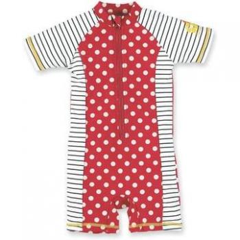 Costume da bagno a pois per bambina, rosso/bianco/blu, protezione UV