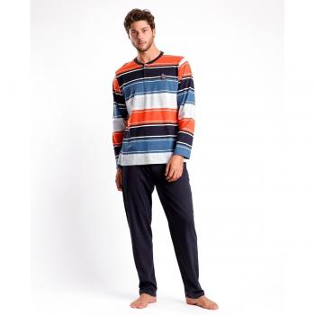 Traje nocturno hombre con rayas azules y punto multicolor Admas