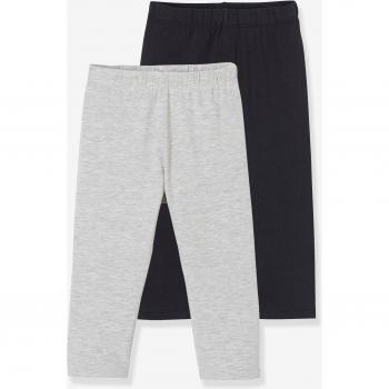 Pack de 2 Leggings Fille : 1 Gris, 1 Noir