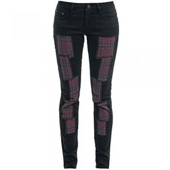 Rock Rebel by EMP Tartan Patch Skarlett (Slim Fit) Jeans for Women Black Size 29 Waist Length 31