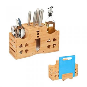 Supporto Decorativo in Legno Naturale, Portaposate 20 x 33 x 17 cm