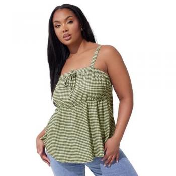 Vivid Green Gingham Dressy Vest