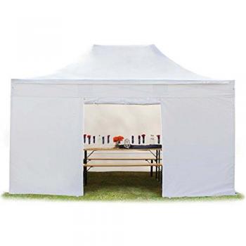 TOOLPORT 3x4,5 m carpa plegable, PREMIUM acero 40mm, laterales sin ventana, blanca