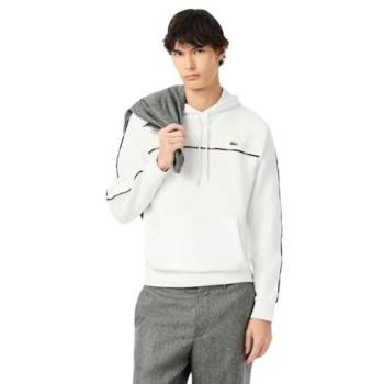 White Lacoste Sweatshirt M – Classic Fit Logo Stripe