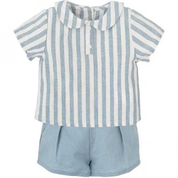 Conjunto infantil de dos piezas con camisa a rayas y pantalón corto