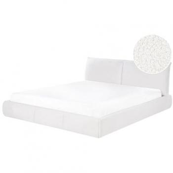 BELIANI White Upholstered Boucle Bed Super King Size