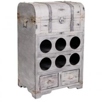 Baúl botellero de madera con arcon y hueco de 6 botellas 41x30x64h cm