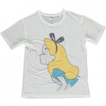 Top Donna Taglia XL+ Disney Alice e il Cappellaio Matto Tecnica di Stampa Mesh Bianco