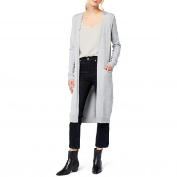 Vila Clothes Damen Strickjacke VIRIL L/S Long Knit Cardigan, Grau