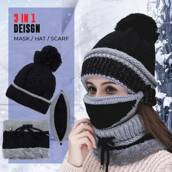 Conjunto Todo‑en-Uno Mujer: Gorro, Máscara y Bufanda de Esquí