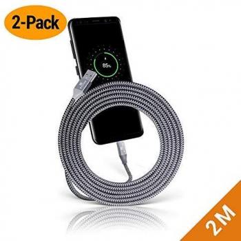 Câble USB C vers USB A Exinoz 2 m en nylon tressé gris