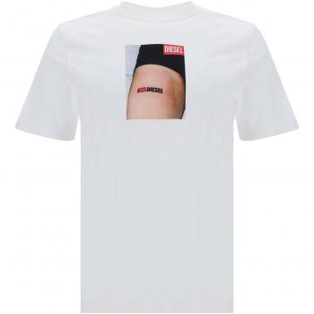 T-shirt Diesel Blanc XL avec Imprimé Tatouage pour Homme