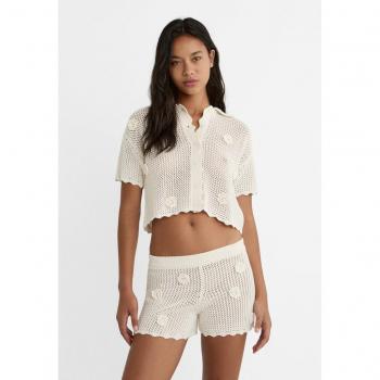 White Floral Crochet Cardigan XS