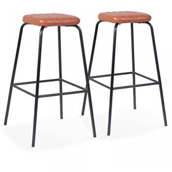 Set de 2 Tabourets Oviala Haute Qualité Marron Foncé