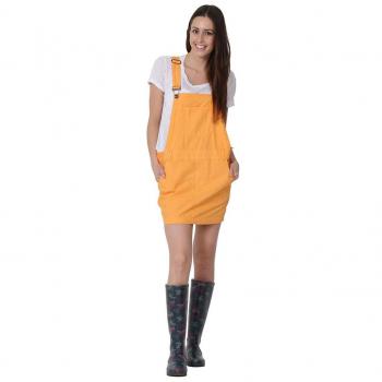 Uskees Claire Orange Short‑Fit Denim Overalls – Loose & Casual