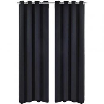 Blackout Curtains 2 pcs with Metal Eyelets 135x175 cm Black Vidaxl