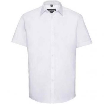 Camisa Russell Formal Manga Corto con Patrón de Espigas Blanco 15.5