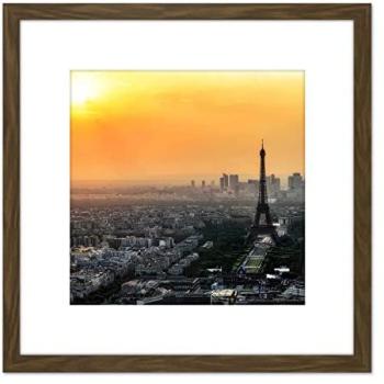 Parisian Skyline Sunset Print – 8x8 Square Wood Frame