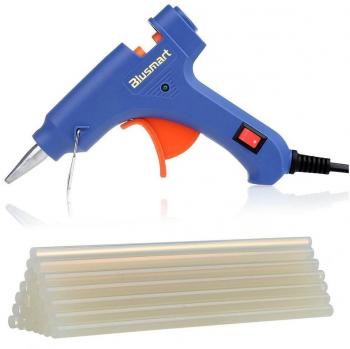 Blusmart DIY Mini Hot Glue Gun, 25 Pack Glue Sticks, 20W Blue High Temp