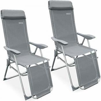 Set de 2 chaises pliables en aluminium à dossier haut