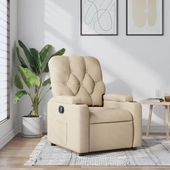 Sillón reclinable tapizado en tela crema