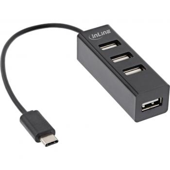 InLine Hub USB 2.0 a 4 porte – Cavo USB‑C a 4x USB‑A (15 cm)