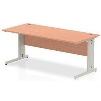 Impulse Cable Managed 1800mm x 800mm Rectangle Desk Beech Top Silver Legs