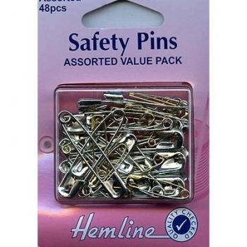 Assorted Brass Safety Pins, 48 Count