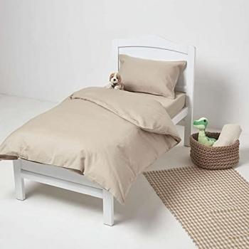 Pair of Natural Cot Bed Fitted Sheets Linen & Cotton Blend