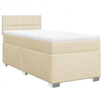 Sommier à lattes de lit avec matelas Crème 80x200 cm Tissu