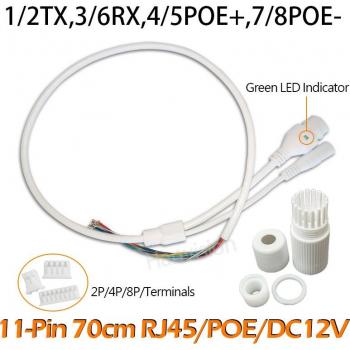 Cable Ethernet PoE 11 Pines RJ45 Resistente al Agua