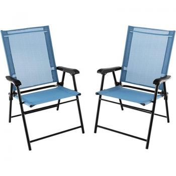 Pack Duo Pliables Jardin – Textilène Haute Densité, Blocage Sécurité, Dossier Bleu