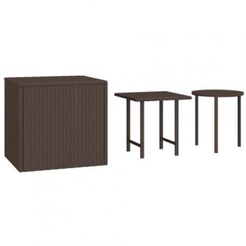 VidaXL Brown Poly Rattan Garden Side Tables 3 pcs