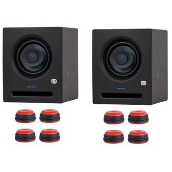 PreSonus Eris Pro 4 Aktive Lautsprecher mit Boxenfüßen Rot (Paar, 80 W)